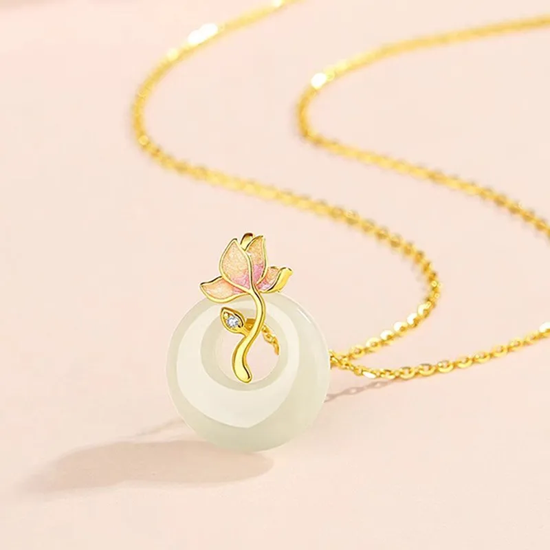 YINCHIE Necklaces White Jade/Pale Greenish White Jade Women's-2