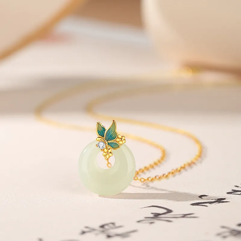 YINCHIE Hetian Jade Necklaces White Jade/Pale Greenish White Jade Women's-2