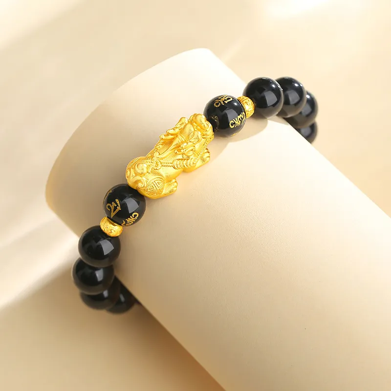 YINCHIE Obsidian S999 Fine Silver Beaded Bracelet Men's-2