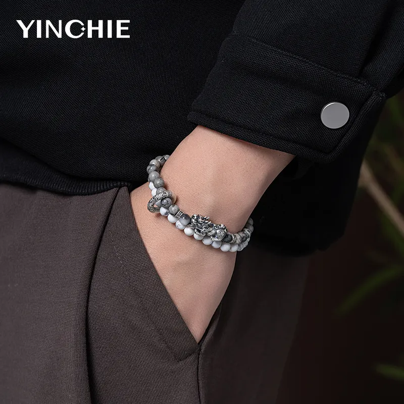 YINCHIE Map Stone Bracelets Men's-5