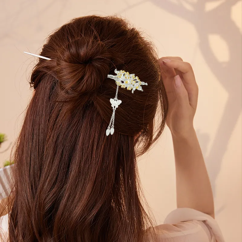 YINCHIE Copper Hair Comb Women's Silver White-4