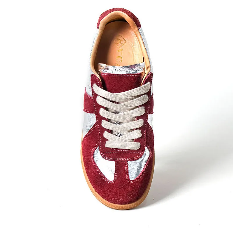 VCA Low Top Skateboard Shoes Women's Silver Red-3