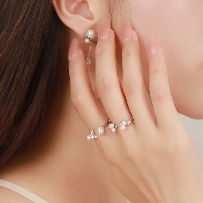 SHEPANEE S925 Silver Synthetic Cubic Zirconia Pearl Moonstone/Glue Drip Necklaces Women's-5