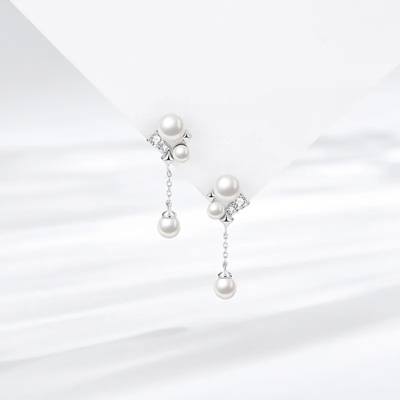 SHEPANEE S925 Silver Synthetic Cubic Zirconia Pearl Moonstone/Glue Drip Necklaces Women's-6