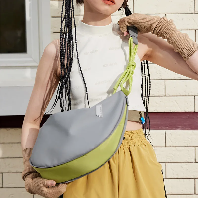 BAGSMART PU Dumpling Bag Crossbody Bag Regular Unisex Khaki/Functional Grey/Punk Black-10