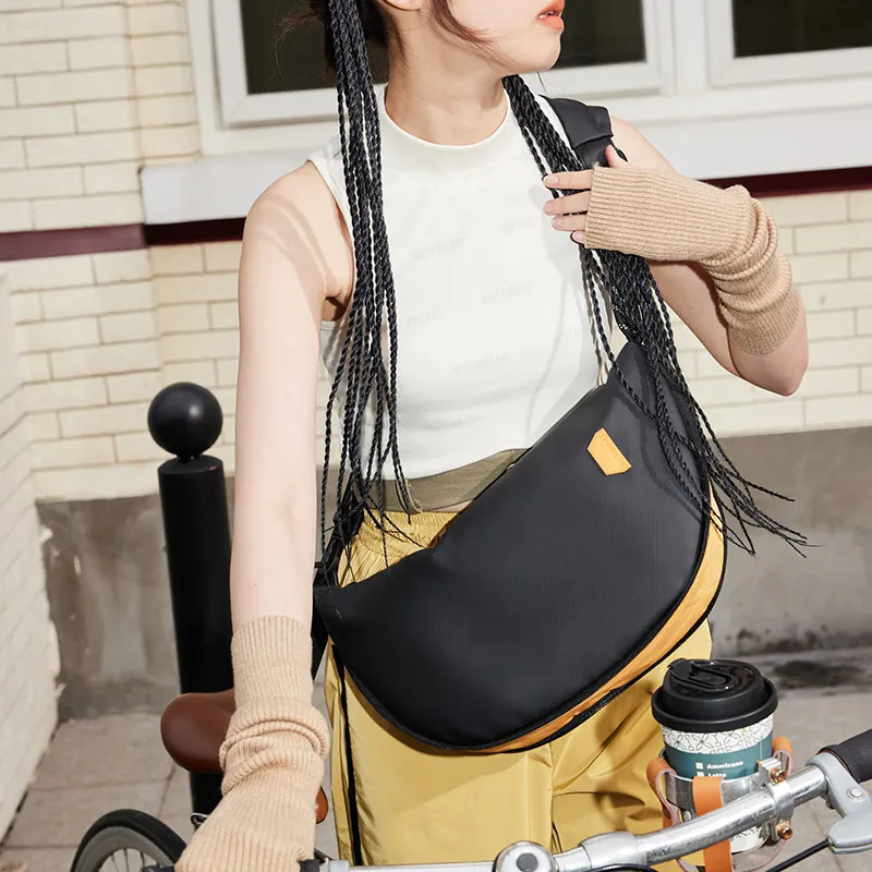 BAGSMART PU Dumpling Bag Crossbody Bag Regular Unisex Khaki/Functional Grey/Punk Black-15
