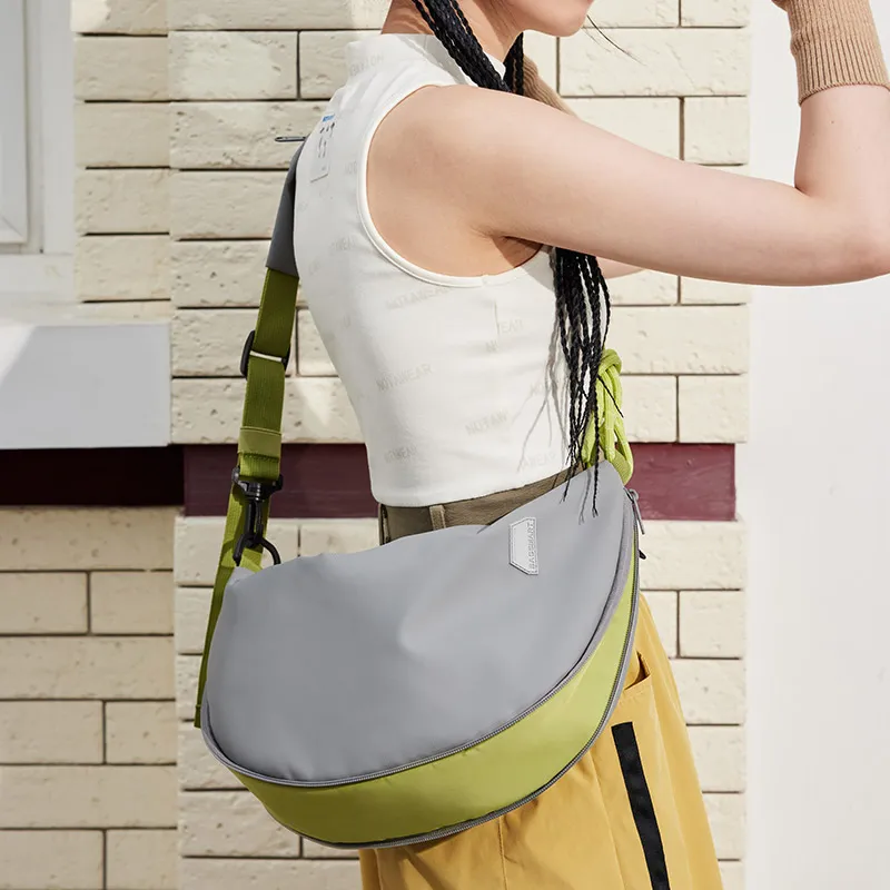 BAGSMART PU Dumpling Bag Crossbody Bag Regular Unisex Khaki/Functional Grey/Punk Black-9