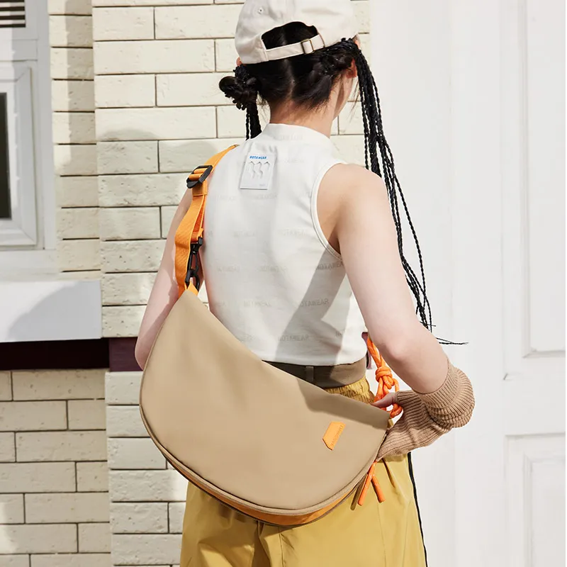 BAGSMART PU Dumpling Bag Crossbody Bag Regular Unisex Khaki/Functional Grey/Punk Black-4