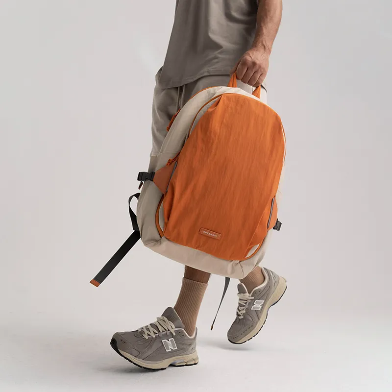 BAGSMART Nylon Light Travel Backpack Laptop Bag Medium Size Unisex Orange/Gray-3