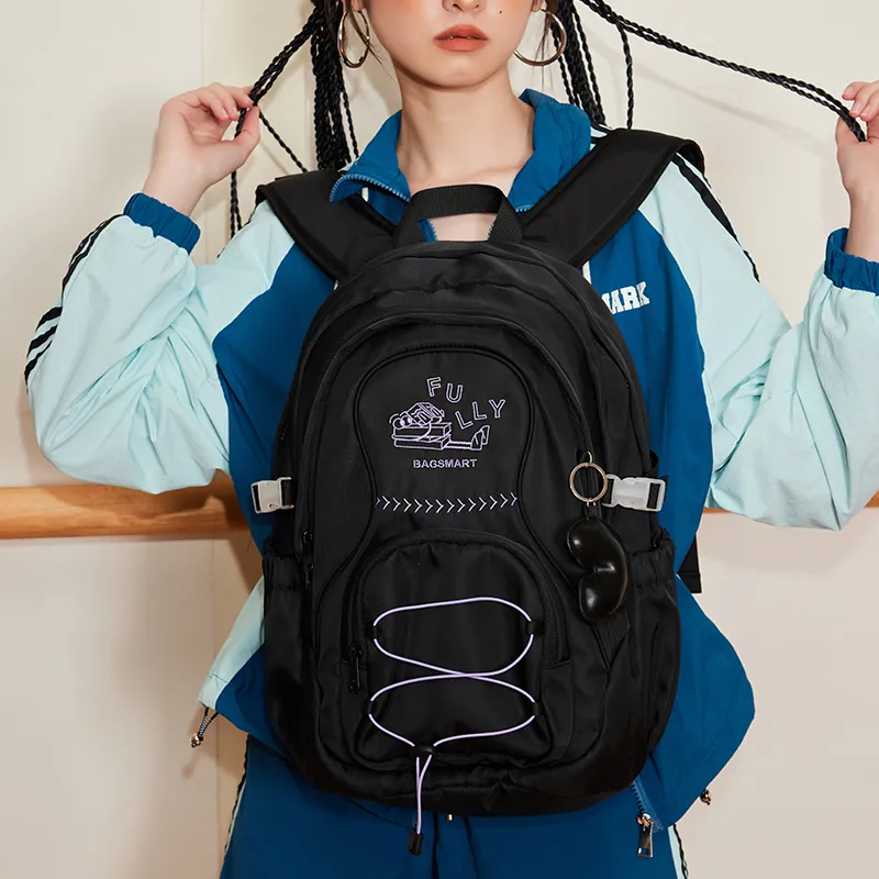 BAGSMART Polyester Laptop Backpack Regular Unisex Ecru-10