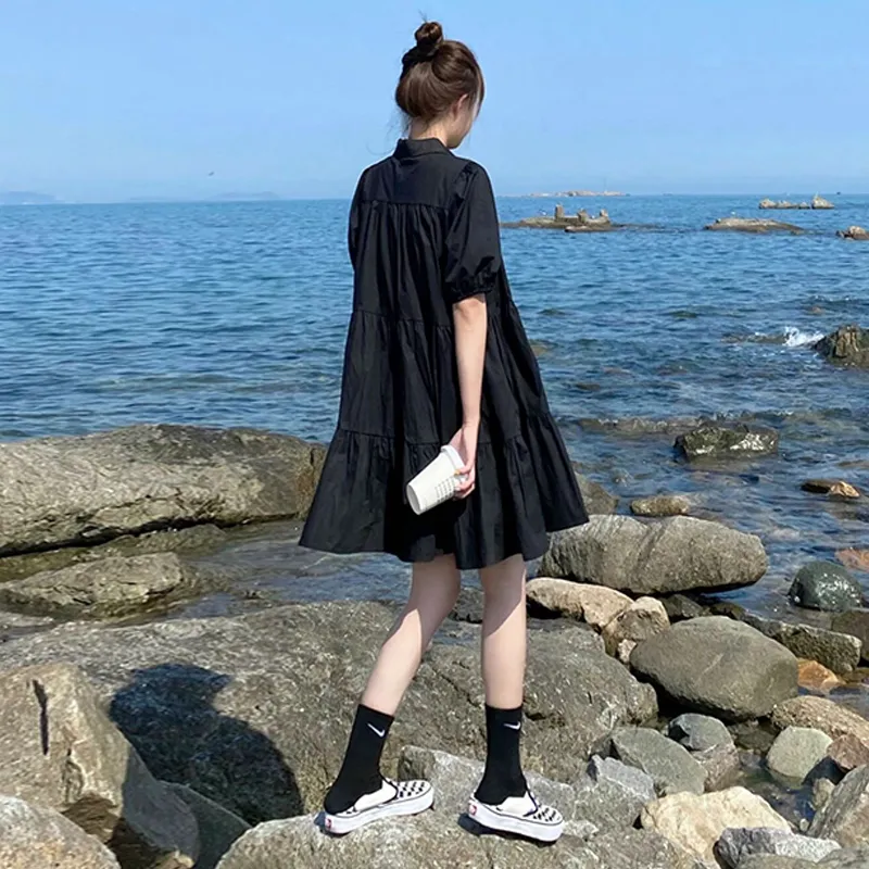 Adeworn Short Sleeved Dress Women's Black-2