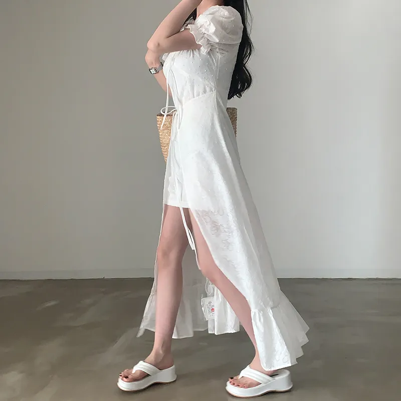 Adeworn Short Sleeved Dress Women's White-7