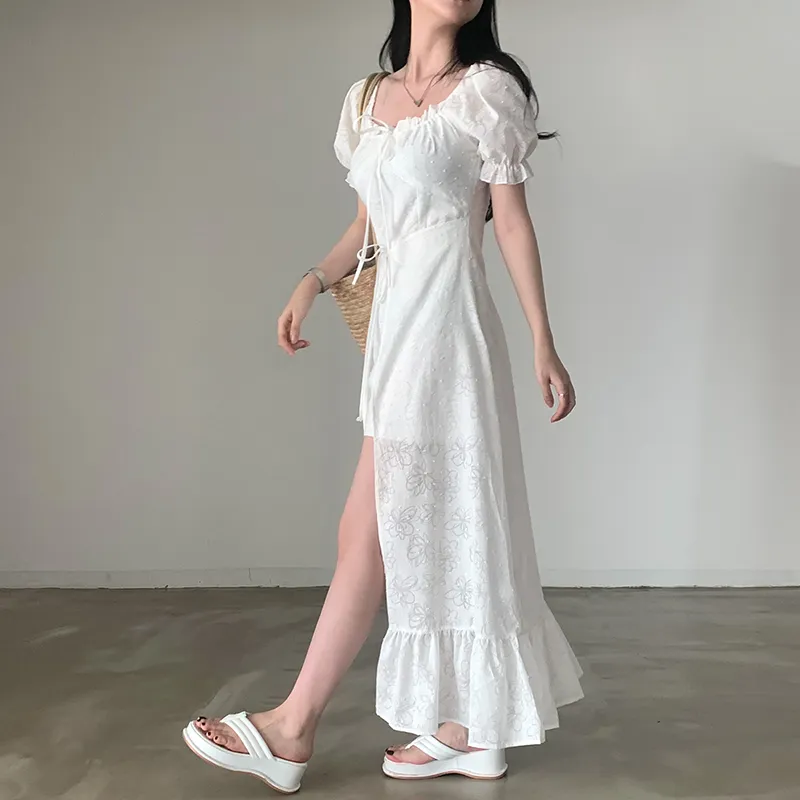 Adeworn Short Sleeved Dress Women's White-8