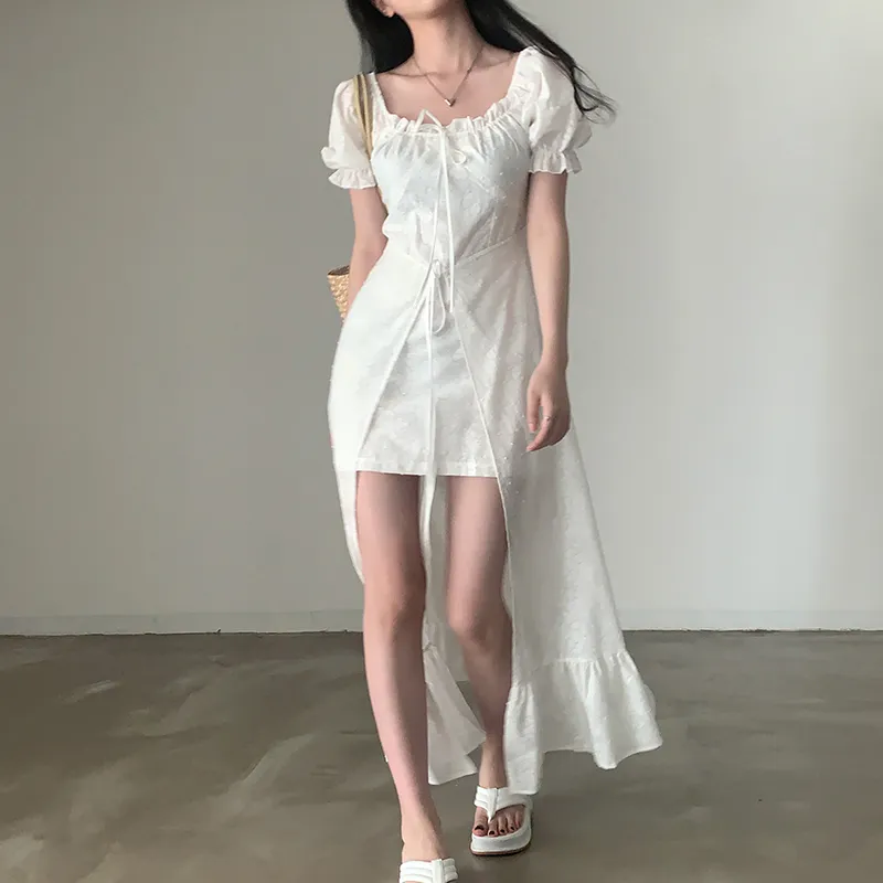 Adeworn Short Sleeved Dress Women's White-4