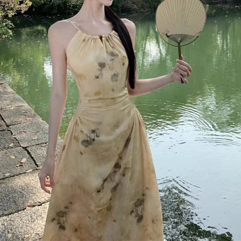Adeworn Slip Dress Women's Yellow-7
