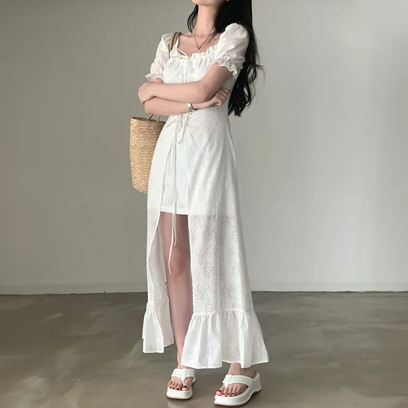 Adeworn Short Sleeved Dress Women's White-5