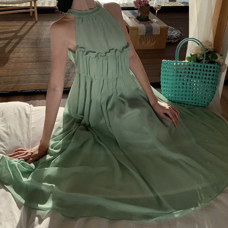 Adeworn Sleeveless Dress Women's Lake Green-3