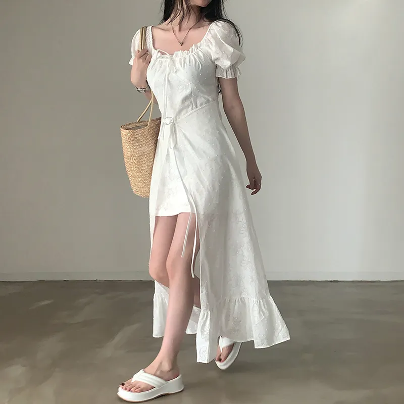 Adeworn Short Sleeved Dress Women's White-6