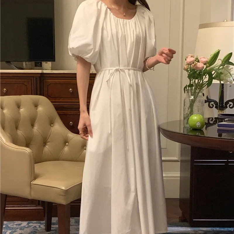 Adeworn Short Sleeved Dress Women's White-4