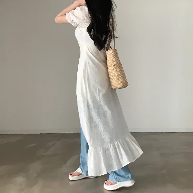 Adeworn Short Sleeved Dress Women's White-11