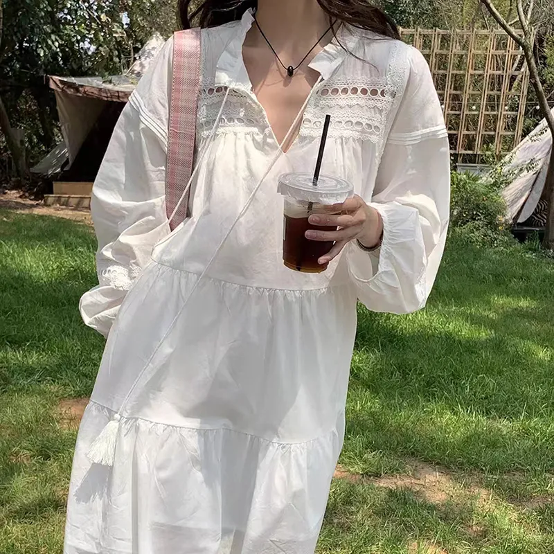 Adeworn Long Sleeved Dress Women's White-2