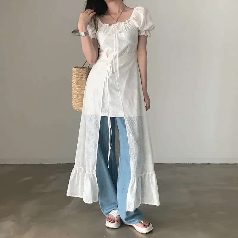 Adeworn Short Sleeved Dress Women's White-10