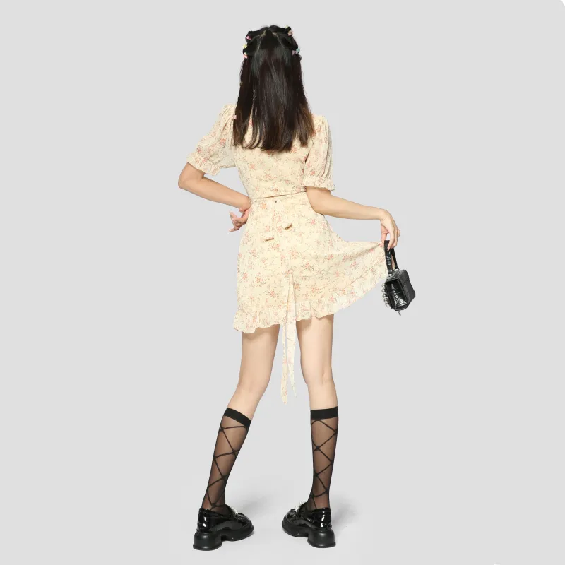Adeworn Short Sleeved Dress Women's Yellow-2
