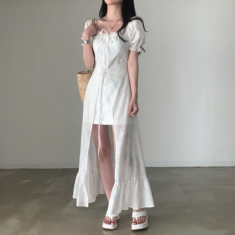 Adeworn Short Sleeved Dress Women's White-2
