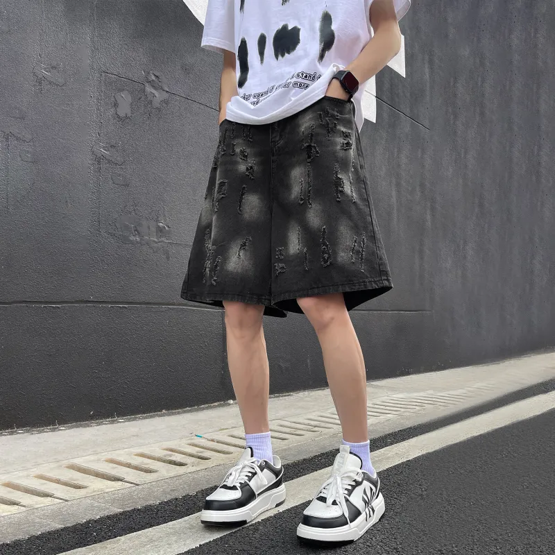 GROGNAK Denim Shorts Unisex Black/Gold-2