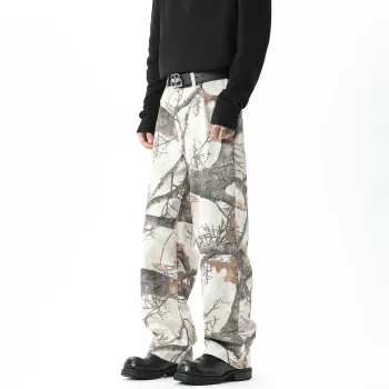 GROGNAK Jeans Unisex White Maple Leaves