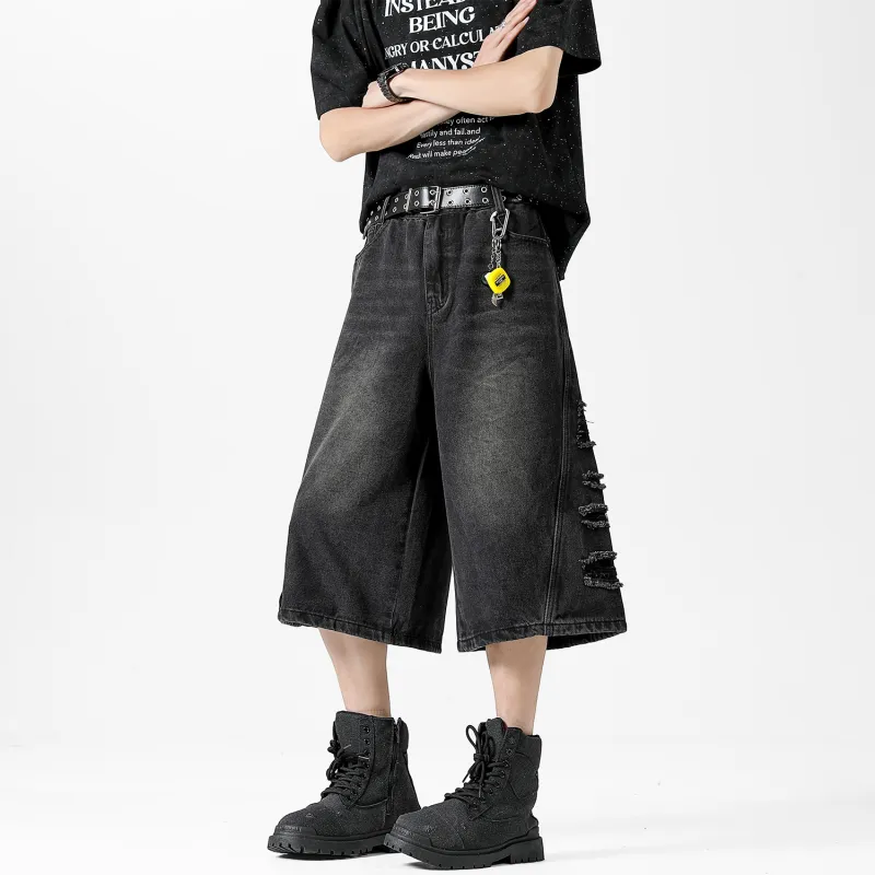 GROGNAK Denim Shorts Unisex Black Gray Color-2