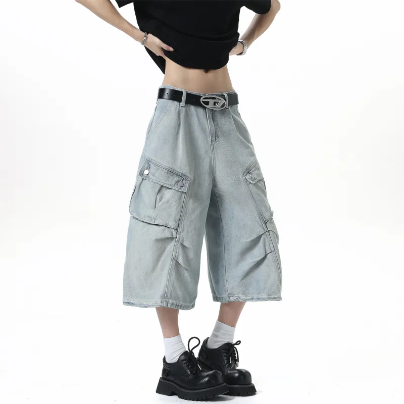 GROGNAK Denim Shorts Unisex Light Blue-2
