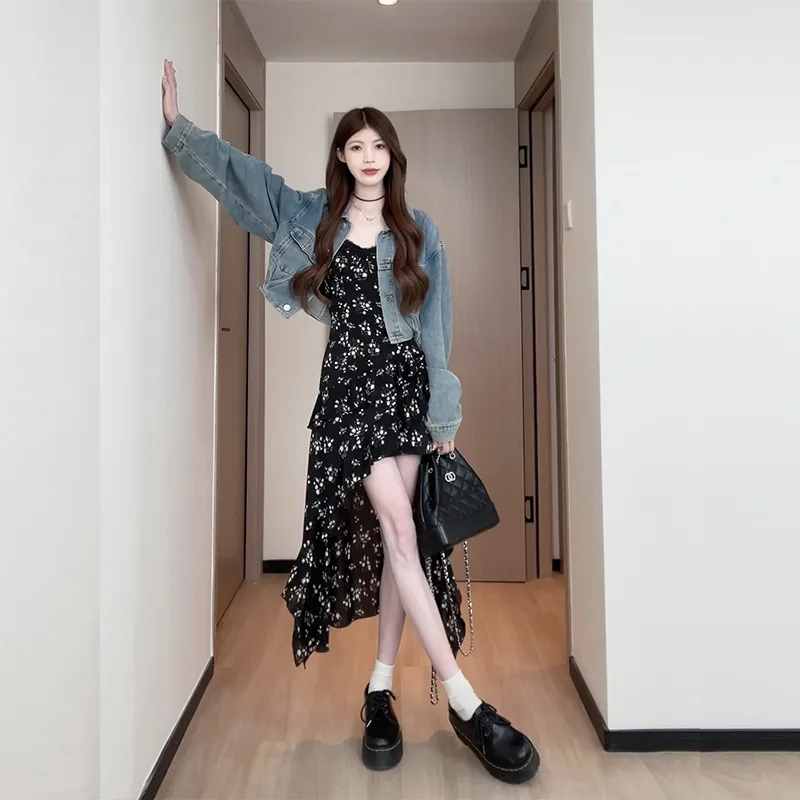 SONGBENSANGSANG Denim Jacket Women's Blue-2