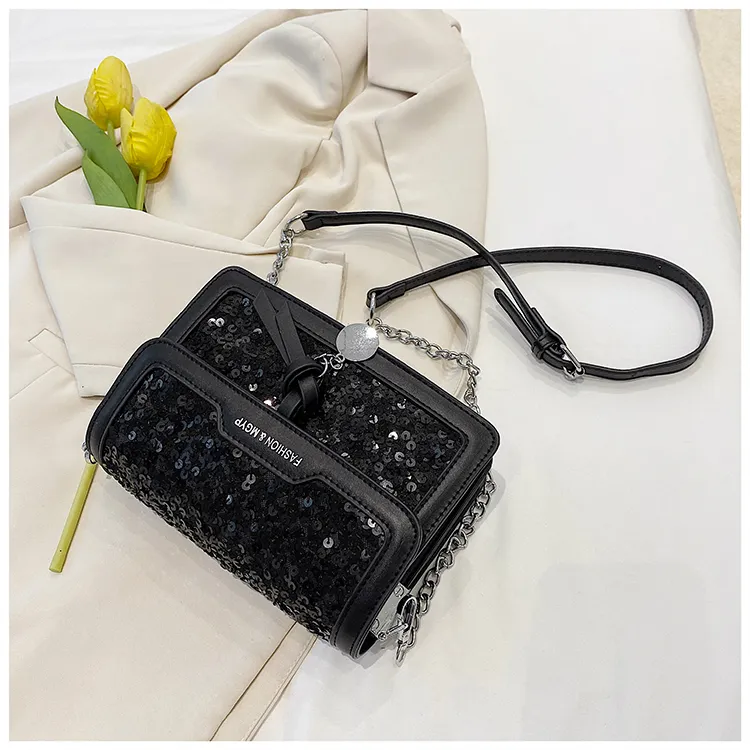 BGAY PU Shoulder Bag, Crossbody Bag Women's Black/Silver-2