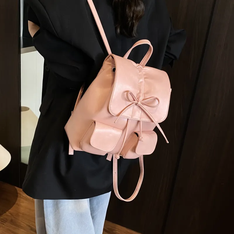 BGAY PU Backpack Women's Pink/Coffee-5