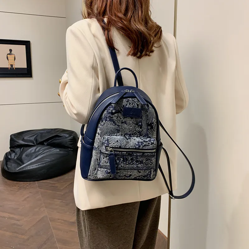BGAY PU Backpack Regular Women's Gray/Pink/Blue-11