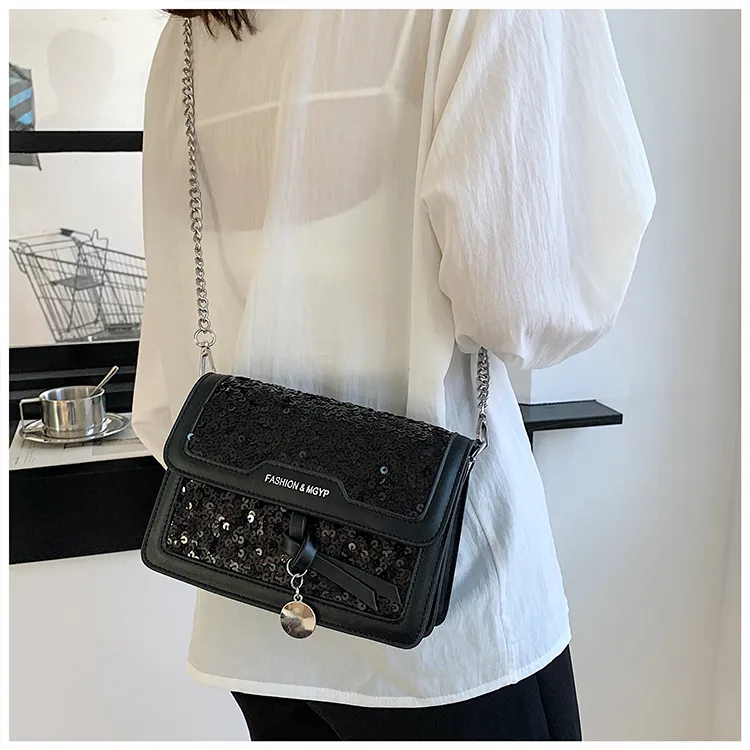BGAY PU Shoulder Bag, Crossbody Bag Women's Black/Silver-4