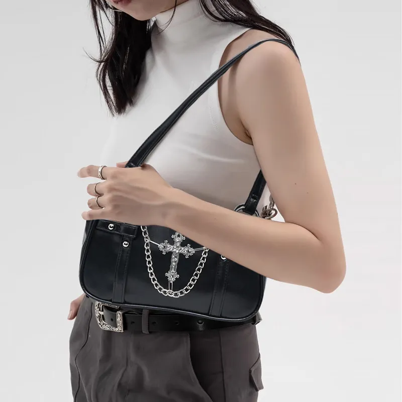 BGAY PU Shoulder Bag, Shoulder Bag Regular Women's Black-4