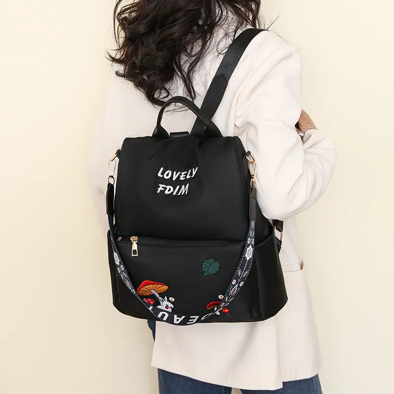 BGAY Nylon Backpack Regular Women's Ecru/Black/Pink-6