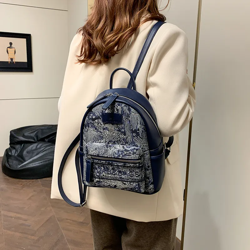 BGAY PU Backpack Regular Women's Gray/Pink/Blue-9