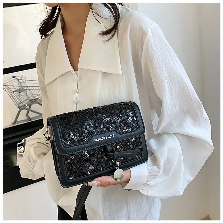 BGAY PU Shoulder Bag, Crossbody Bag Women's Black/Silver-3
