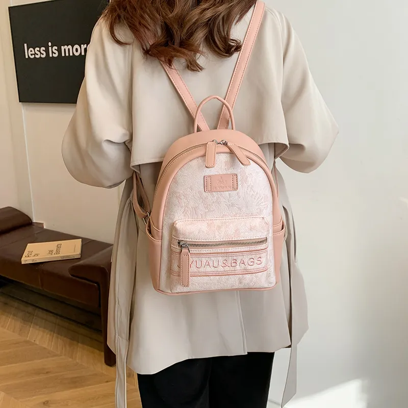 BGAY PU Backpack Regular Women's Gray/Pink/Blue-7