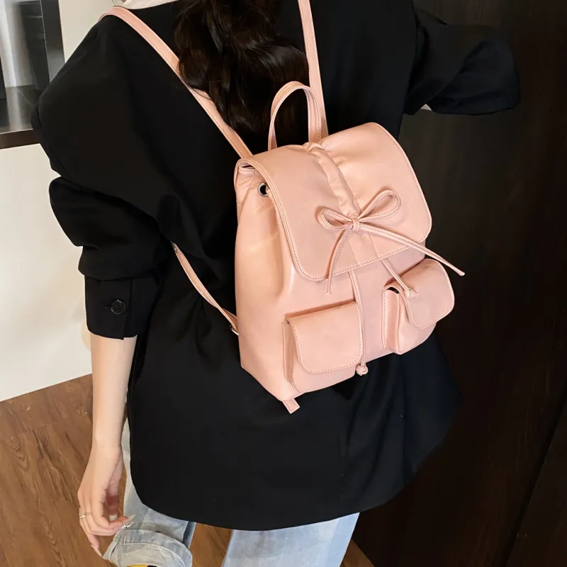 BGAY PU Backpack Women's Pink/Coffee-1