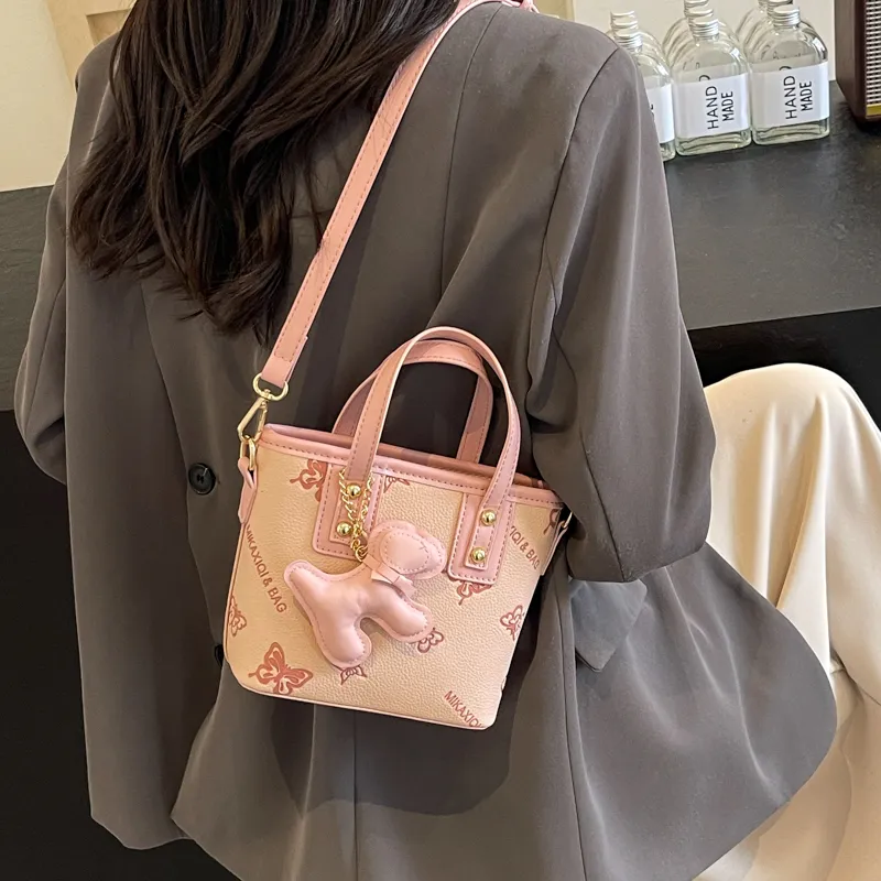 BGAY PU Basket Bag, Crossbody Handbag Women's Blue/Pink/Ecru/Black-16