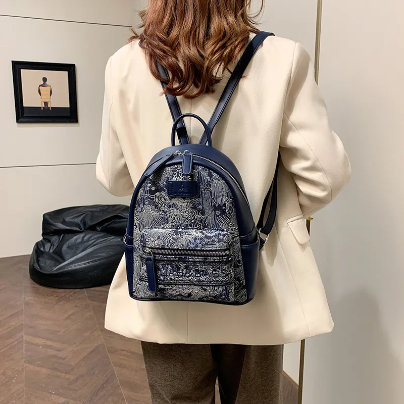 BGAY PU Backpack Regular Women's Gray/Pink/Blue-10