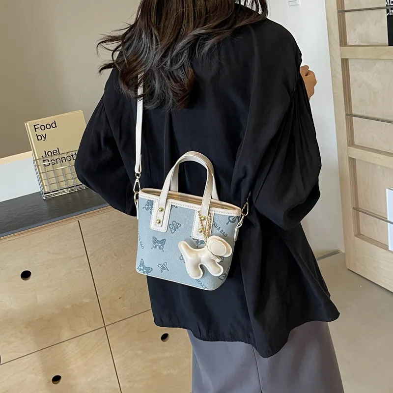 BGAY PU Basket Bag, Crossbody Handbag Women's Blue/Pink/Ecru/Black-1