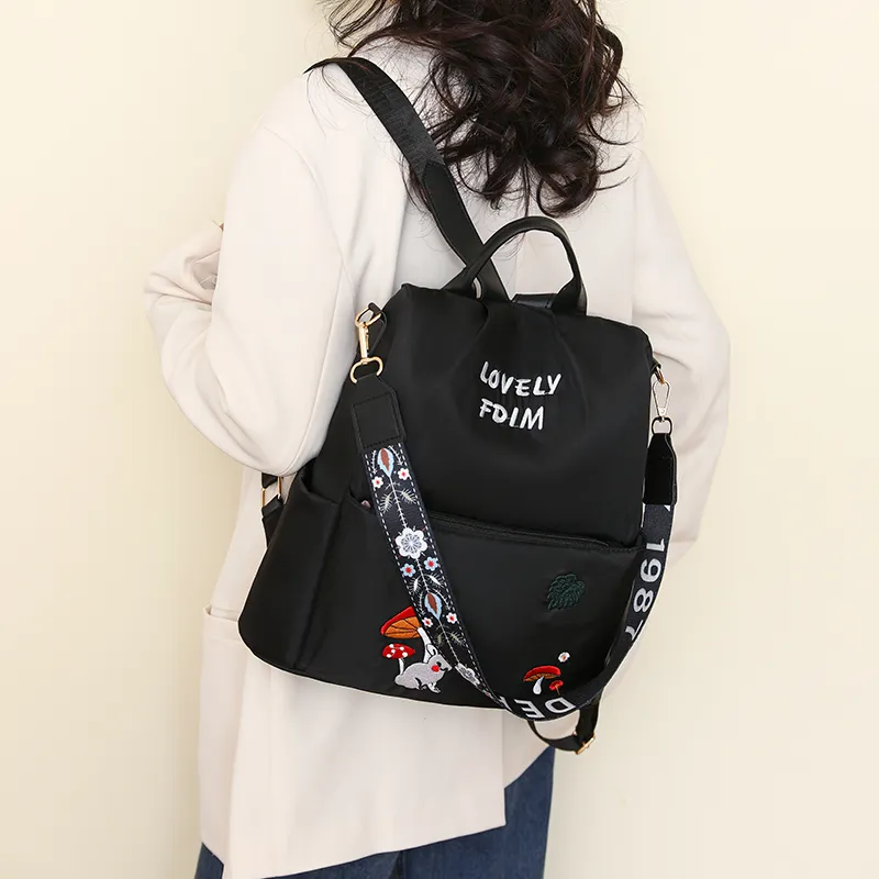 BGAY Nylon Backpack Regular Women's Ecru/Black/Pink-7