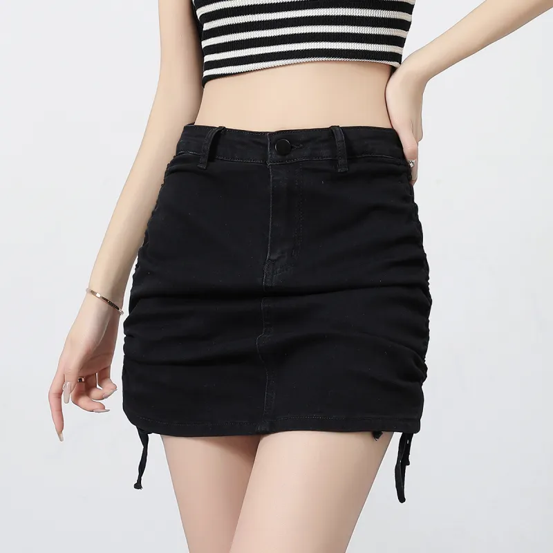 Silly Denim Short Skirts Women's Black-3