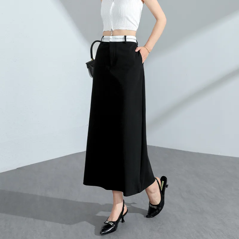 Silly Denim Long Skirt Women's Black-1