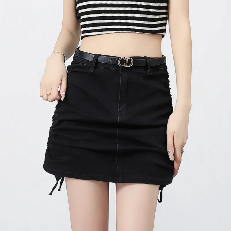 Silly Denim Short Skirts Women's Black-4